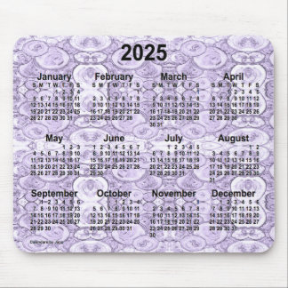 Tapis De Souris Calendrier des petites bulles violettes 2025 par J
