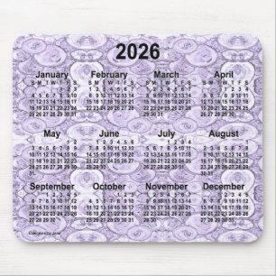 Tapis De Souris Calendrier des petites bulles violettes 2026 par J