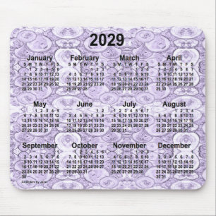 Tapis De Souris Calendrier des petites bulles violettes 2029 par J
