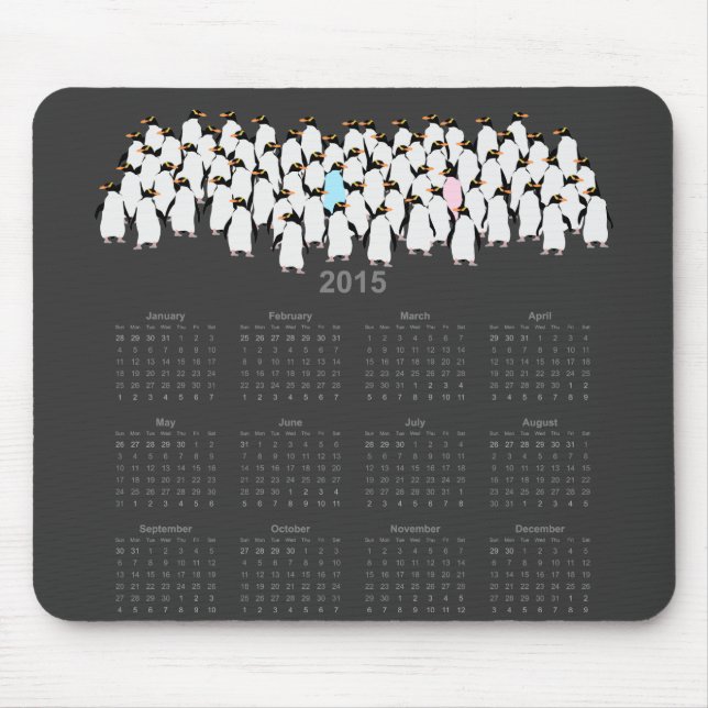 Tapis De Souris Calendrier des pingouins en cluster 2015 (Devant)