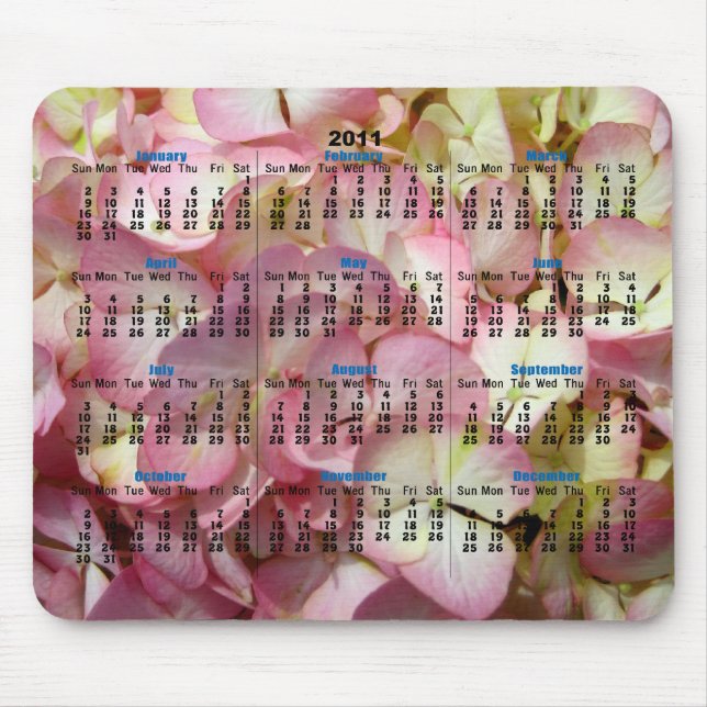 Tapis De Souris Calendrier d'hortensia (Devant)