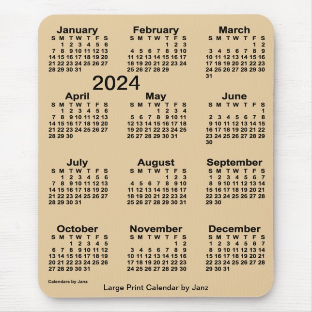 Tapis De Souris Calendrier d'impression de Sepia 2024 par Janz (Devant)