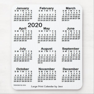 Tapis De Souris Calendrier d'impression grand format blanc 2020 pa