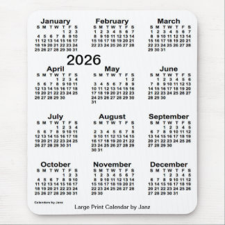 Tapis De Souris Calendrier d'impression grand format blanc 2026 pa
