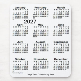 Tapis De Souris Calendrier d'impression grand format blanc 2027 pa
