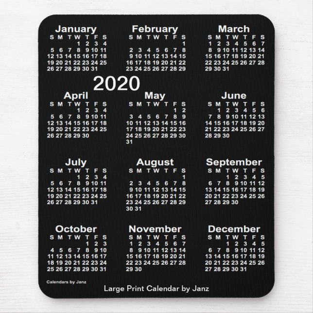 Tapis De Souris Calendrier d'impression grand format Neon White 20 (Devant)