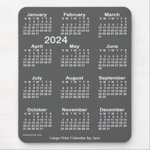 Tapis De Souris Calendrier d'impression gros charbon de bois 2024