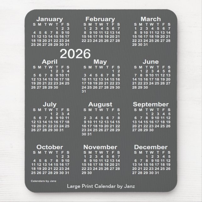 Tapis De Souris Calendrier d'impression gros charbon de bois 2026  (Devant)