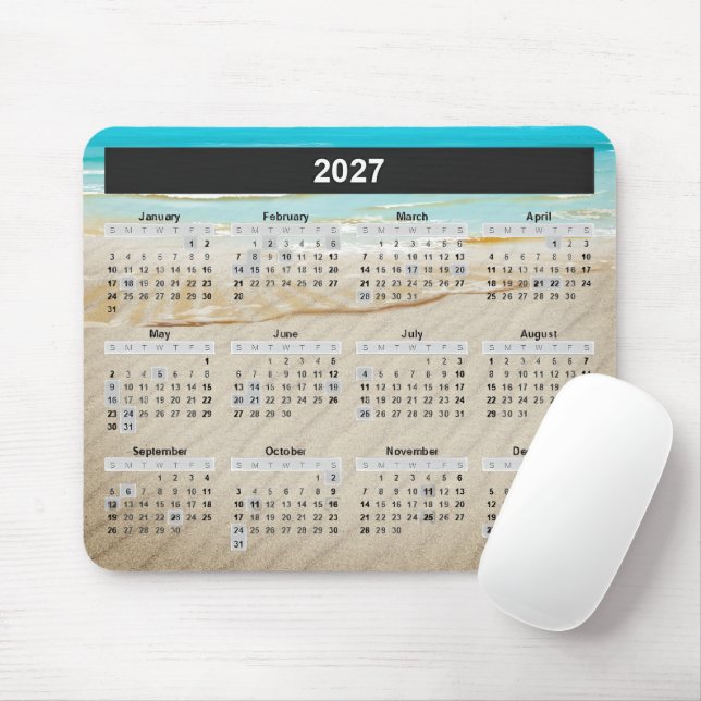 Tapis De Souris Calendrier d'Ocean Beach 2027  (Avec souris)
