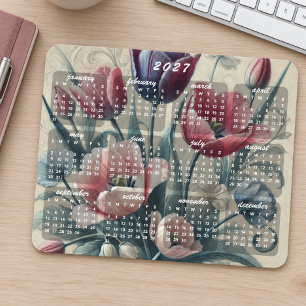 Tapis De Souris Calendrier Élégant Coloré Floral 2027