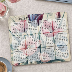 Tapis De Souris Calendrier Élégant Coloré Floral 2027