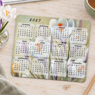 Tapis De Souris Calendrier élégant et coloré de fleurs 2027