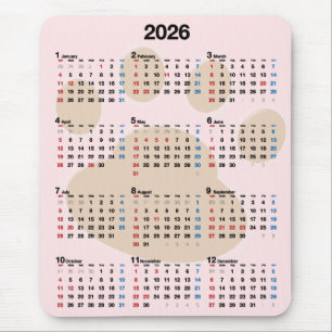 Tapis De Souris Calendrier Empreinte de Patte de Chien 2027