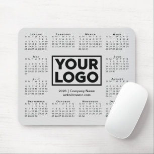 Tapis De Souris Calendrier Entreprise Moderne 2026 Logo Gris