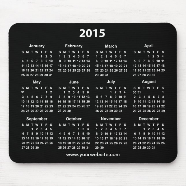 Tapis De Souris Calendrier Entreprise Noir et Blanc 2015 (Devant)