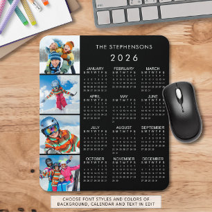 Tapis De Souris Calendrier familial 2026 personnalisé 4 photos cou