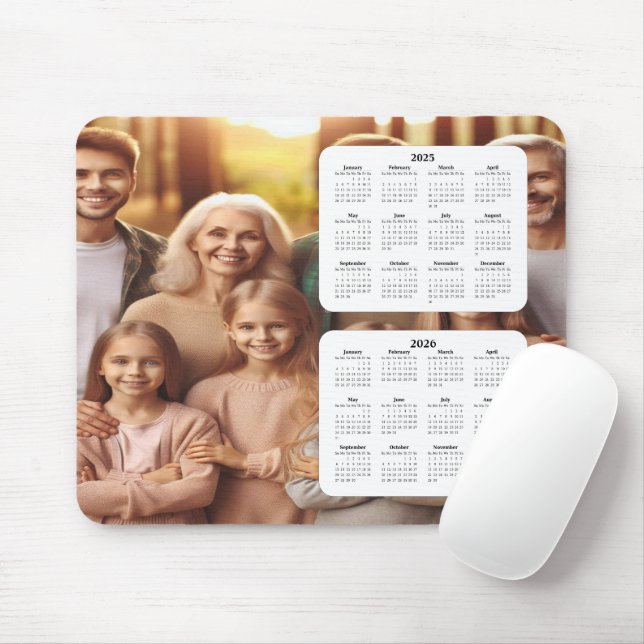 Tapis De Souris Calendrier familial de deux ans 2025 - 2026 (Avec souris)