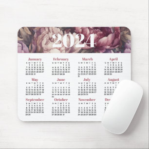 Tapis De Souris Calendrier floral 2024