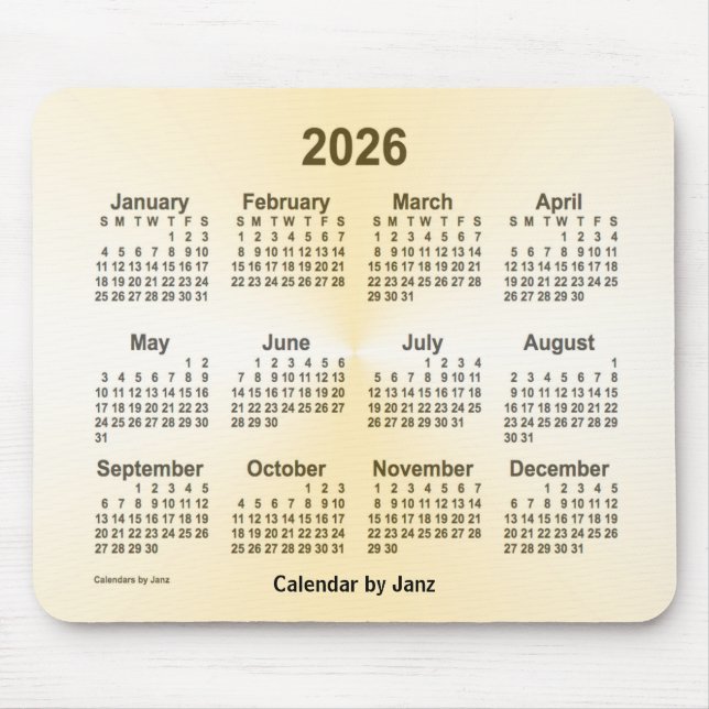 Tapis De Souris Calendrier Gold 2026 par Janz (Devant)
