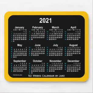 Tapis De Souris Calendrier Gold Neon 52 semaines 2021 par Janz