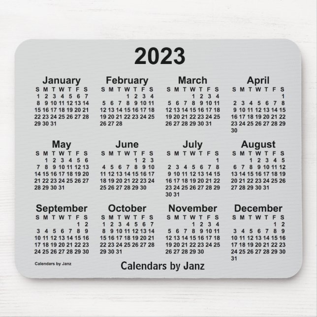 Tapis De Souris Calendrier gris de Gainsborough 2023 par Janz Mous (Devant)