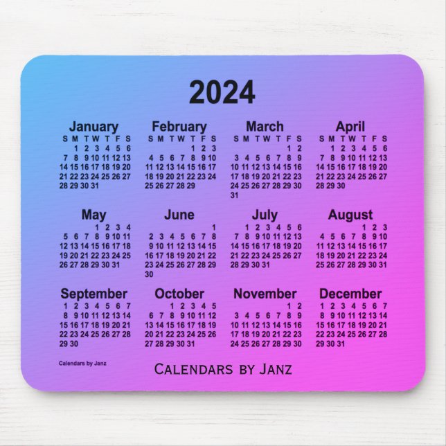 Tapis De Souris Calendrier gris de Miami 2024 par Janz Mouse Pad (Devant)
