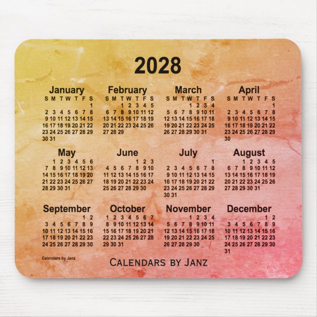 Tapis De Souris Calendrier gris pâli 2028 par Janz Mouse Pad (Devant)
