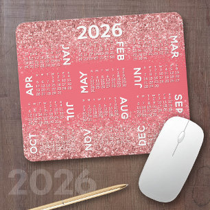 Tapis De Souris Calendrier - impression parties scintillant rose