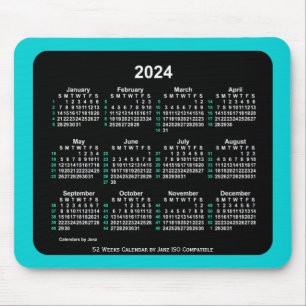 Tapis De Souris Calendrier ISO 2024 Neon 52 semaines par Janz Two