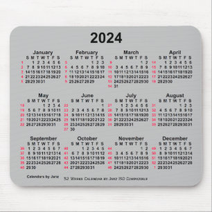Tapis De Souris Calendrier ISO 2024 Silver 52 semaines par Janz