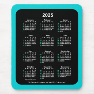 Tapis De Souris Calendrier ISO 2025 Neon 52 semaines par Janz Two