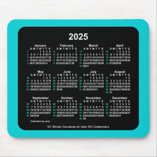 Tapis De Souris Calendrier ISO 2025 Neon 52 semaines par Janz Two