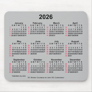 Tapis De Souris Calendrier ISO 2026 Silver 52 semaines par Janz
