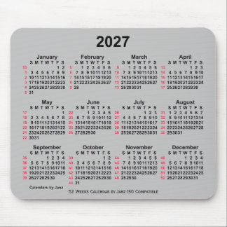 Tapis De Souris Calendrier ISO 2027 Silver 52 semaines par Janz