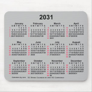 Tapis De Souris Calendrier ISO 2031 Silver 52 semaines par Janz