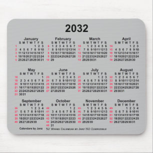 Tapis De Souris Calendrier ISO 2032 Silver 52 semaines par Janz