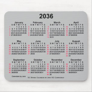 Tapis De Souris Calendrier ISO 2036 Silver 52 semaines par Janz
