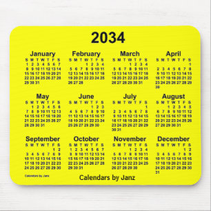 Tapis De Souris Calendrier Jaune 2034 par Janz Mouse Pad