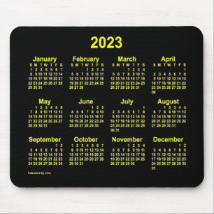 Tapis De Souris Calendrier jaune néon 2023 par Janz