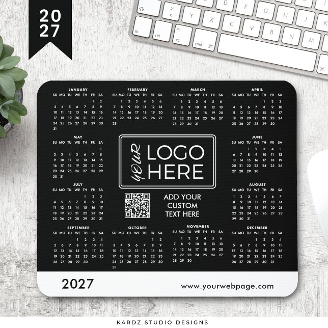 Tapis de souris Calendrier Logo Entreprise Noir 20 (Créateur téléchargé)