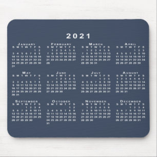 Tapis De Souris Calendrier Marine bleu et blanc 2021