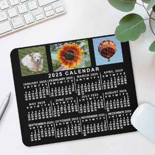 Tapis De Souris Calendrier mensuel 2022 Black Custom 3 Photos
