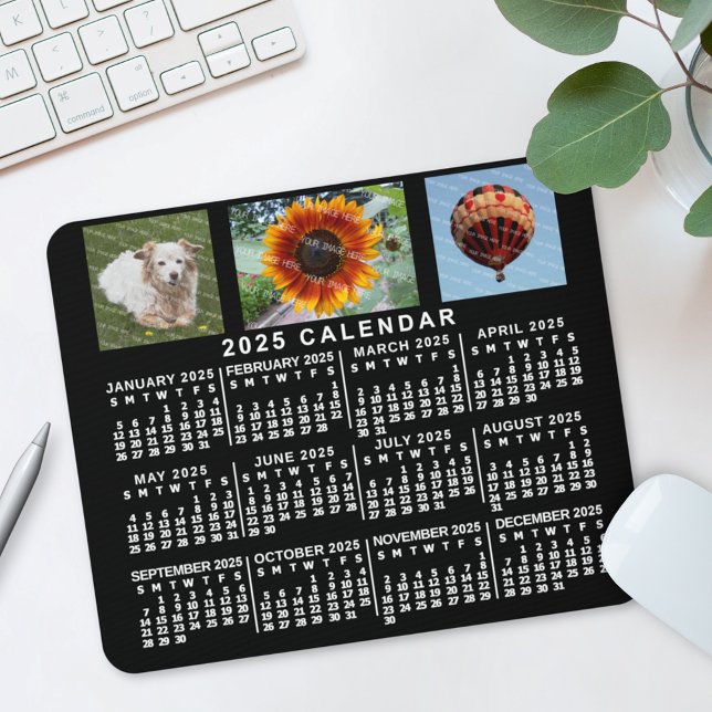 Tapis De Souris Calendrier mensuel 2022 Black Custom 3 Photos (Créateur téléchargé)