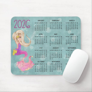 Tapis de souris Calendrier Mermaid Desk 2026