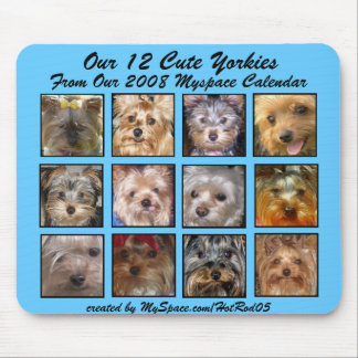 Tapis De Souris CALENDRIER MIGNON de YORKIES 2008 (sur un