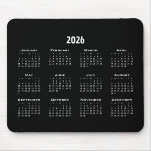 Tapis De Souris Calendrier minimaliste noir   Simple moderne