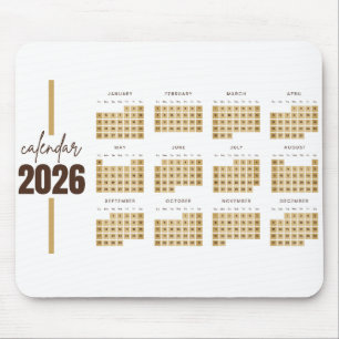 Tapis De Souris Calendrier minimaliste or 2026