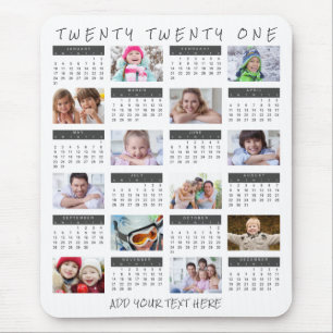 Tapis De Souris Calendrier moderne 2021 Collage photo personnalisé