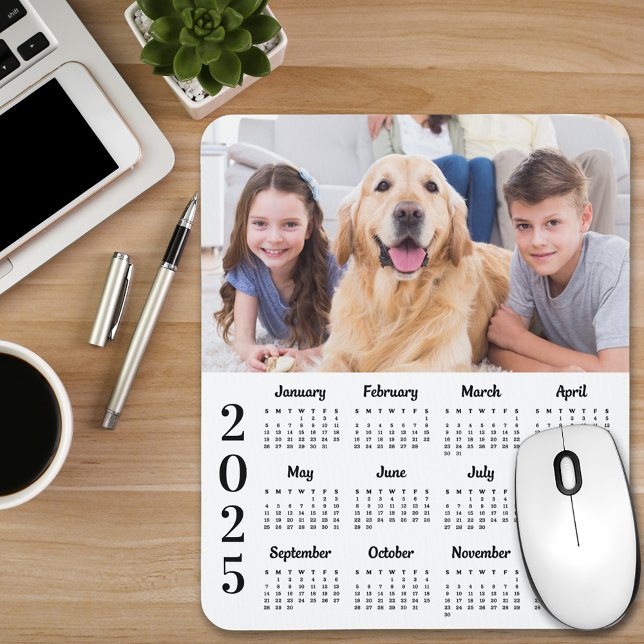 Tapis De Souris Calendrier moderne 2025 Personnalisé 12 mois Photo (Créateur téléchargé)