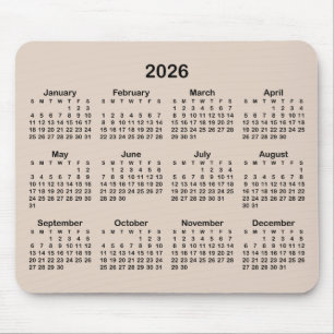 Tapis De Souris Calendrier moderne beige et noir